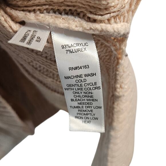 Black Rivet NWT Pink Gold Flecks Cable Knit Poncho Cowl Neck Sweater L/XL - Picture 7 of 9